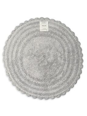 Home Collections Scalloped Round Cotton Bath Mat Nonskid Gray 25”